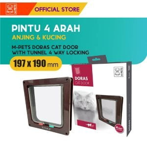 M-Pets Doras Cat Door With Tunnel 4 Way Locking / Pintu Kucing Anjing
