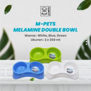 M-Pets Melamine Double Bowls 2×350 ml / Tempat Makan Anjing Kucing
