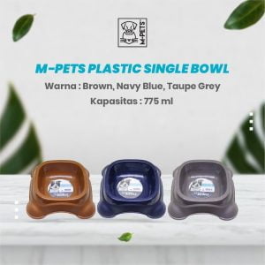 M-Pets Plastic Single Bowl 775 ml / Tempat Makan Plastik Anjing Kucing
