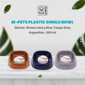 M-Pets Plastic Single Bowl 200 ml / Tempat Makan Plastik Anjing Kucing
