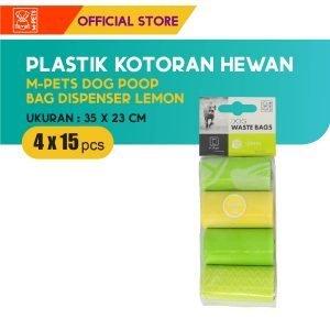 M-Pets Waste Bag Lemon Dispenser Isi 4×15 Pcs / Plastik Kotoran