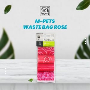 M-Pets Waste Bag Rose Dispenser Isi 4×15 Pcs / Plastik Kotoran